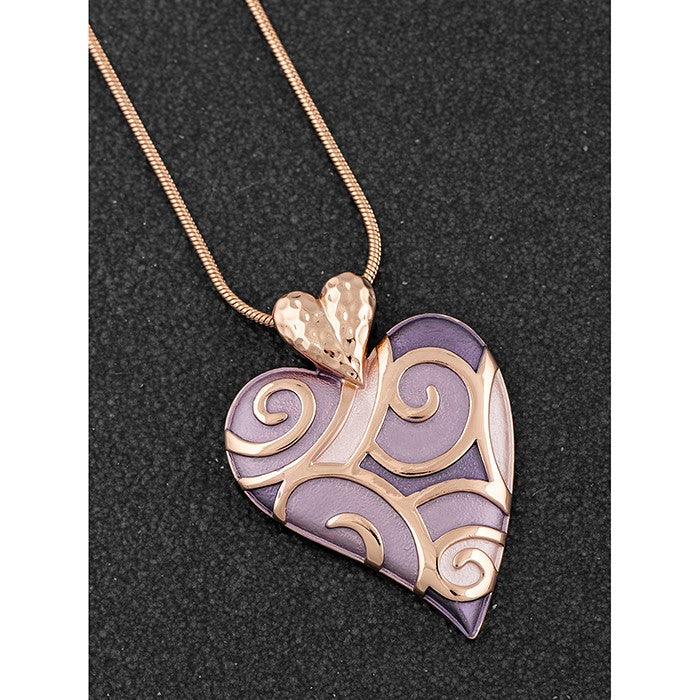 Heather Tones Swirly Heart Necklace