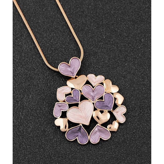 Heather Tones Circle Hearts Necklace