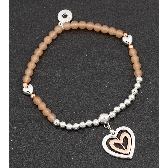 Beadz 2 Tone Hearts Bracelet Nude