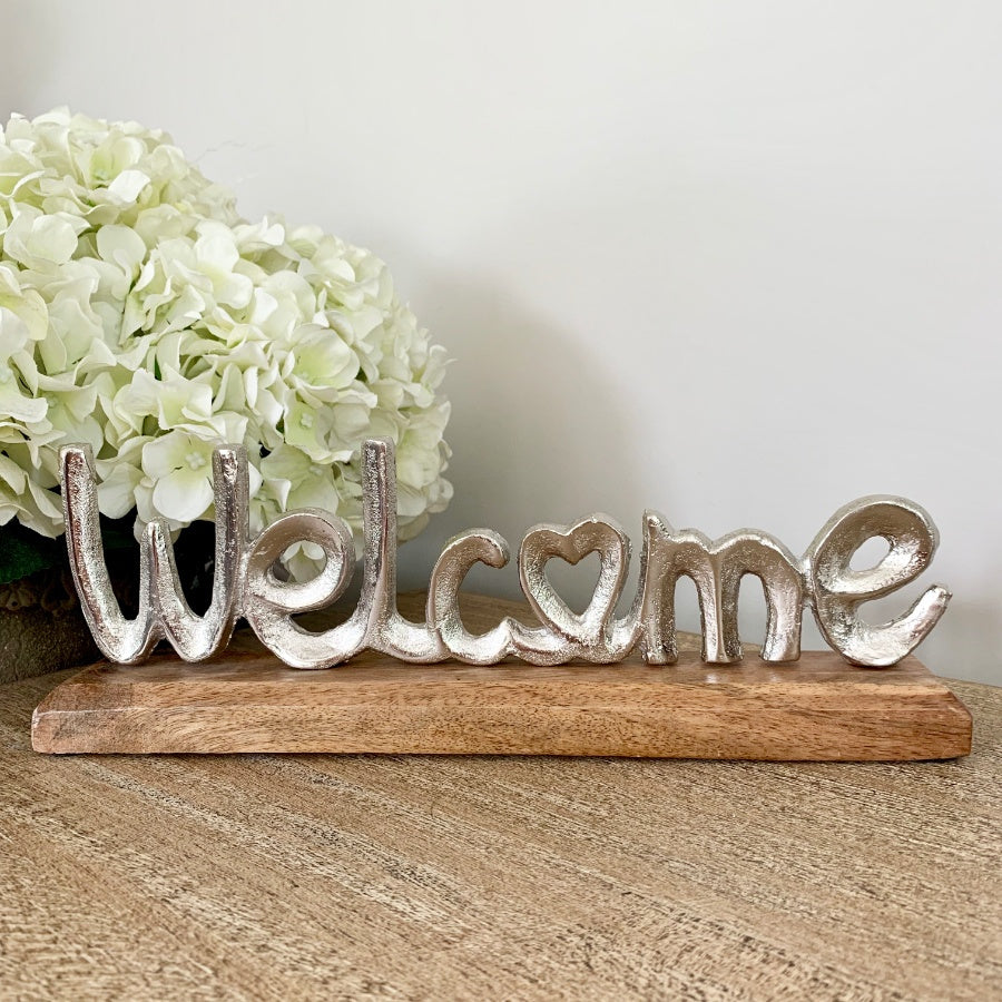 Silver Welcome Sign, 30cm