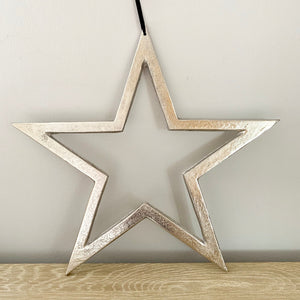 Raw Nickel Finish Hanging Star 30cm