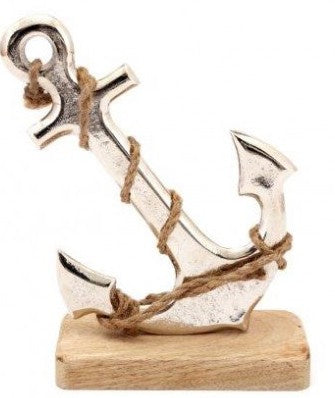 Anchor ornament on wooden base