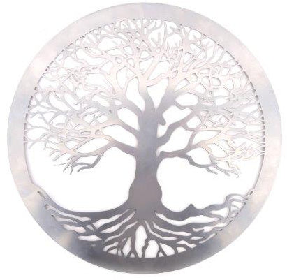 Round Silver Tree Of Life Metal Decal, 40cm