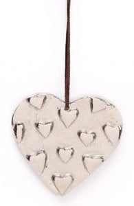 Metal Embossed hanging heart 10cm
