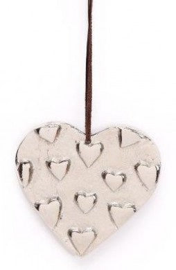 Metal Embossed hanging heart 10cm