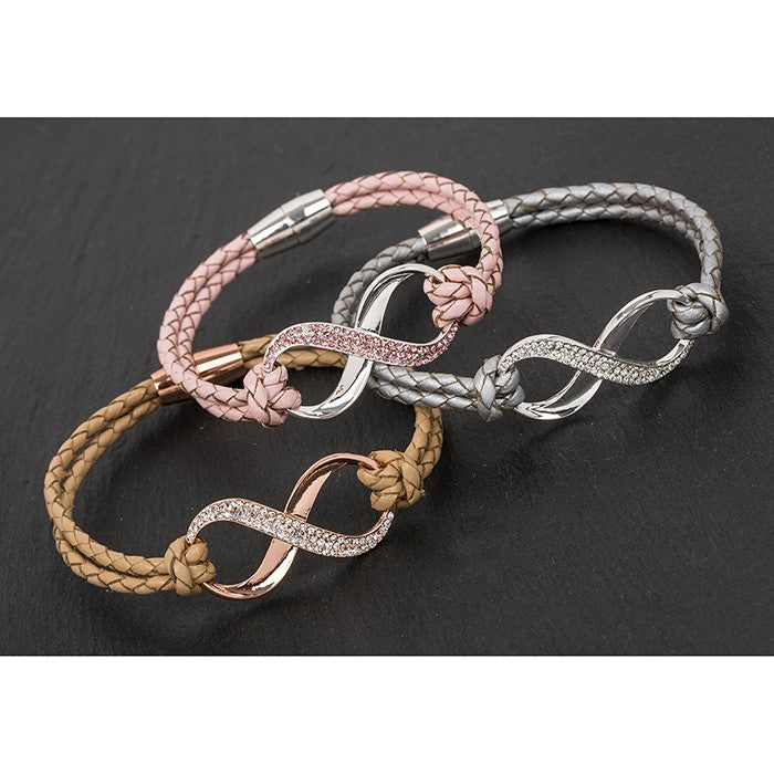 Equilibrium Double Leather Infinity Bracelet - Pink
