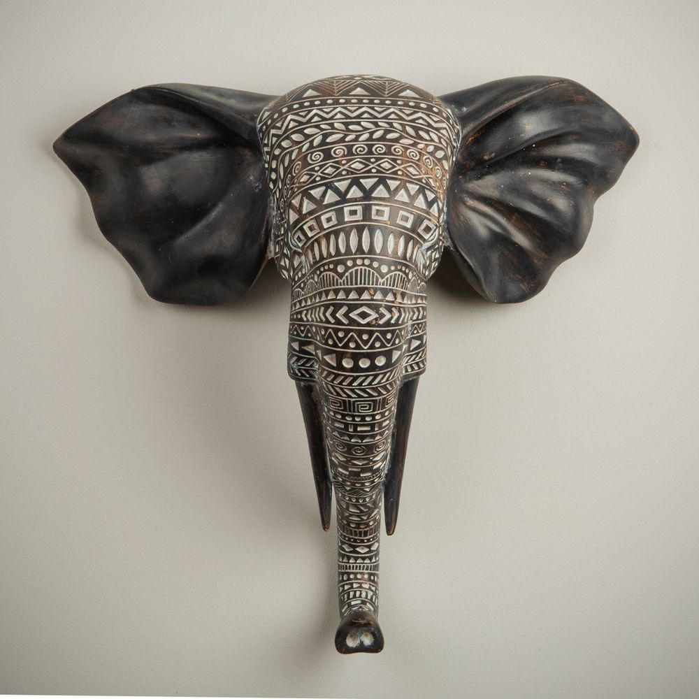 African Style Ornate Wall Hanging Elephant Mask