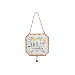 Family is Everything Glass hanging plaque