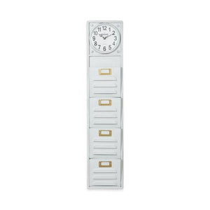 Tall Metal White Filing Wall Clock