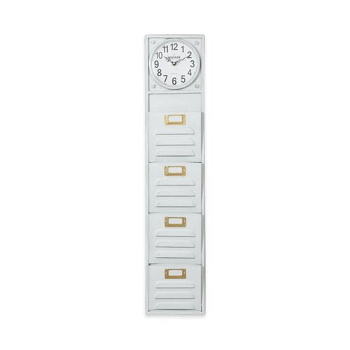Tall Metal White Filing Wall Clock