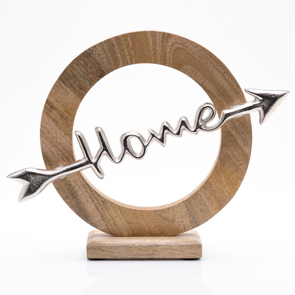HOME' ARROW WOOD AND METAL ORNAMENT 28CM