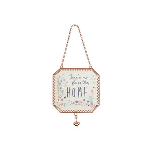 There No Place Like Home Glass and Metal Hanging Plaque