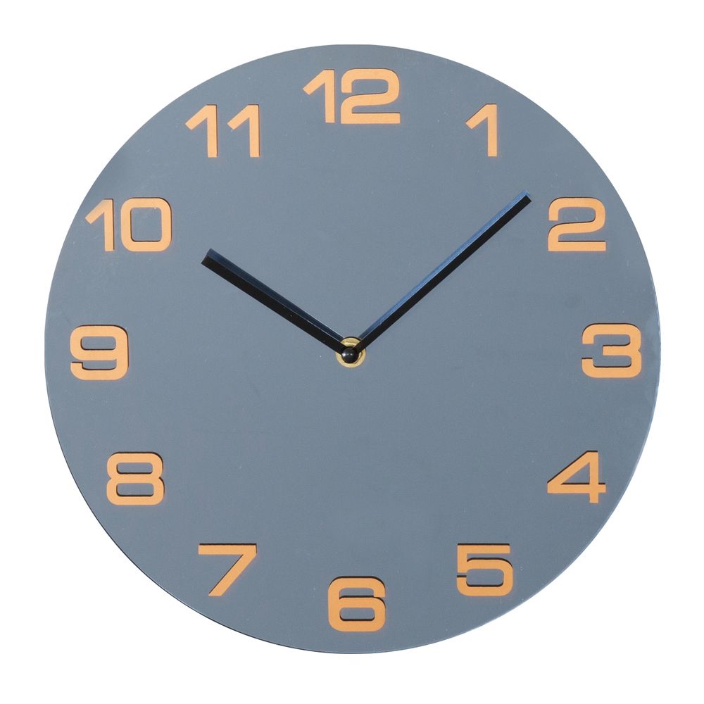 Gunmetal Mirror Glass Round Wall Clock Arabic Dial