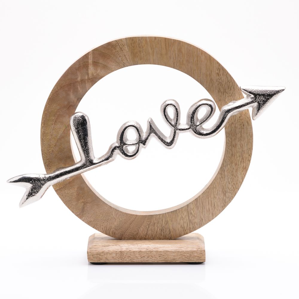 LOVE' ARROW WOOD AND METAL ORNAMENT 28CM