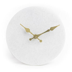 White Marble Clock with Gold Hands