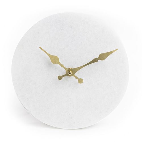 White Marble Clock with Gold Hands