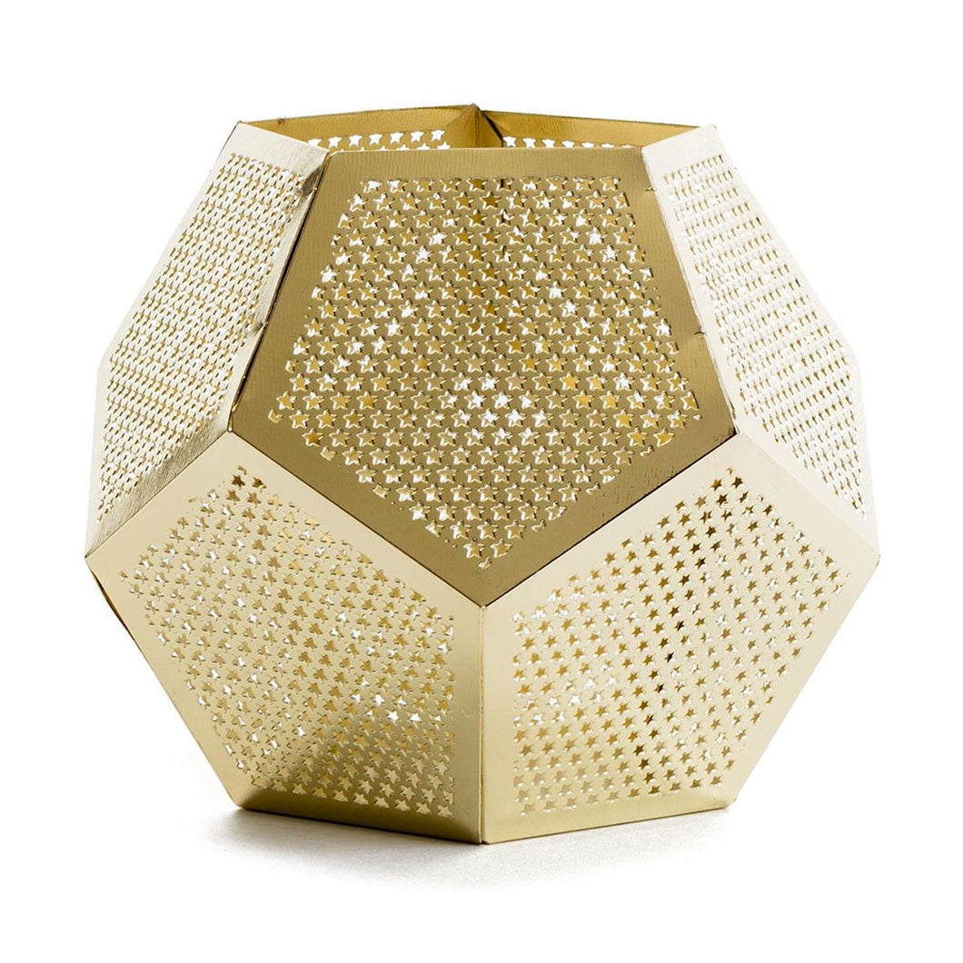 Pentagon Shaped Metal Candle Holder - Gold