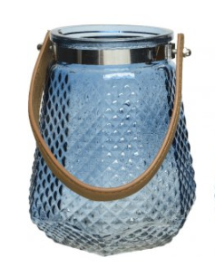 Diamond Ridge Blue Glass Candle Holder