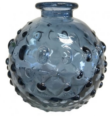 Decorative Dimple Glass Bottle Blue