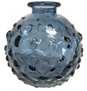 Decorative Dimple Glass Bottle Blue
