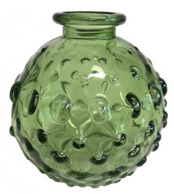 Decorative Dimple Glass Bottle Green