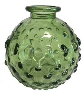 Decorative Dimple Glass Bottle Green