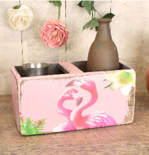 Pink Flamingo Vintage Hardwood Box