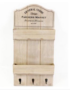 Wooden General Store Shelf Unit with Hooks 
