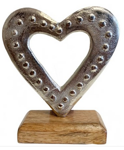 Wooden Heart on Block 16cm