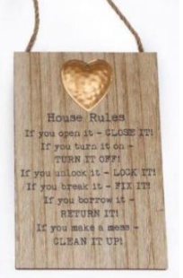 Hanging Metal Heart Plaques - House Rules
