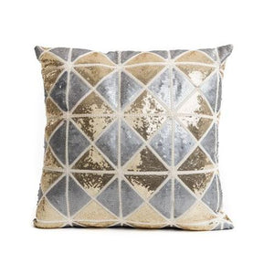 Gold & Grey Sequin Diamond Print Cushion