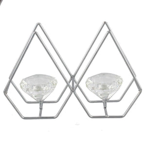 CHROME DOUBLE DIAMOND TEALIGHT HOLDER