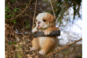 Hanging bulldog puppy