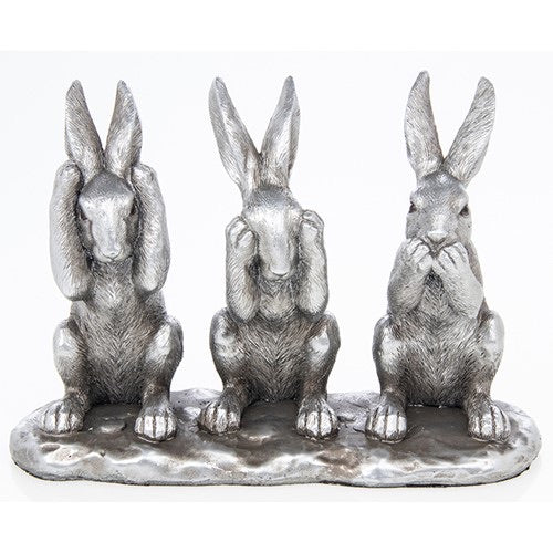 Silver 3 Wise Hares Ornament
