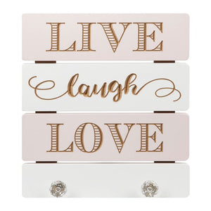 LOVE LIFE WALL PLAQUE WITH HOOKS 'LIVE LAUGH LOVE'