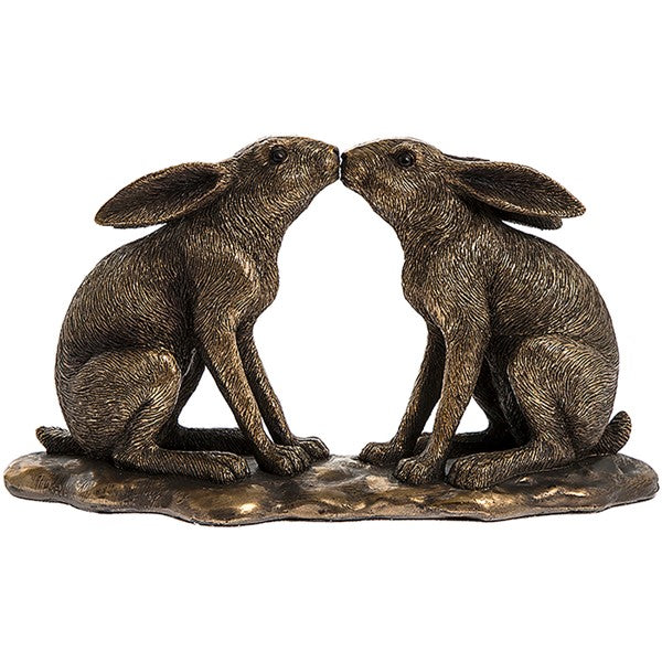 Kissing Bronze Hares