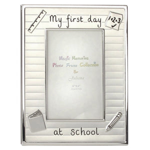 4" X 6" - SILVER PLATED PHOTO FRAME - FIRST DAY AT SCHOOL