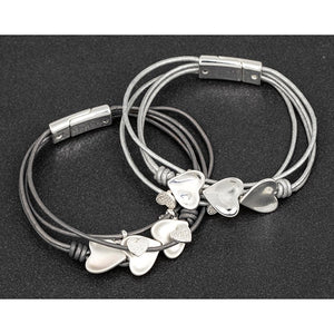 Equilibrium Leather Bracelet - Dark Silver