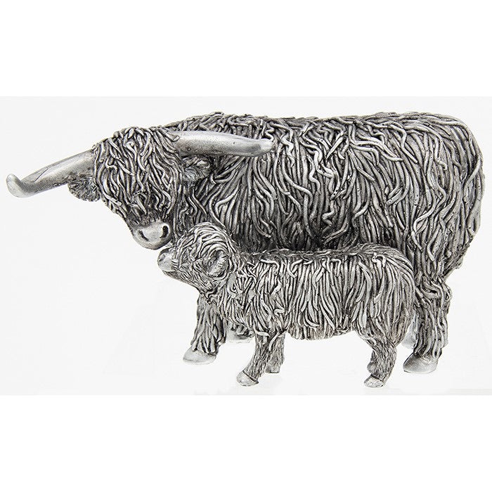 Highland cow and calf - silver colour