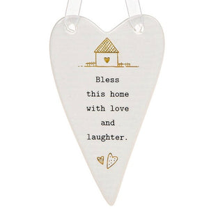 Thoughtful Words Ceramic Heart Plaque - Bless this Home