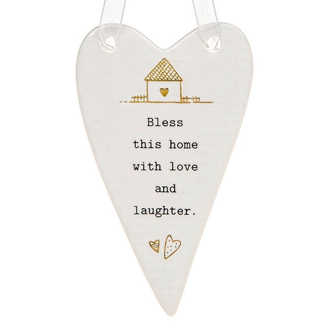 Thoughtful Words Ceramic Heart Plaque - Bless this Home