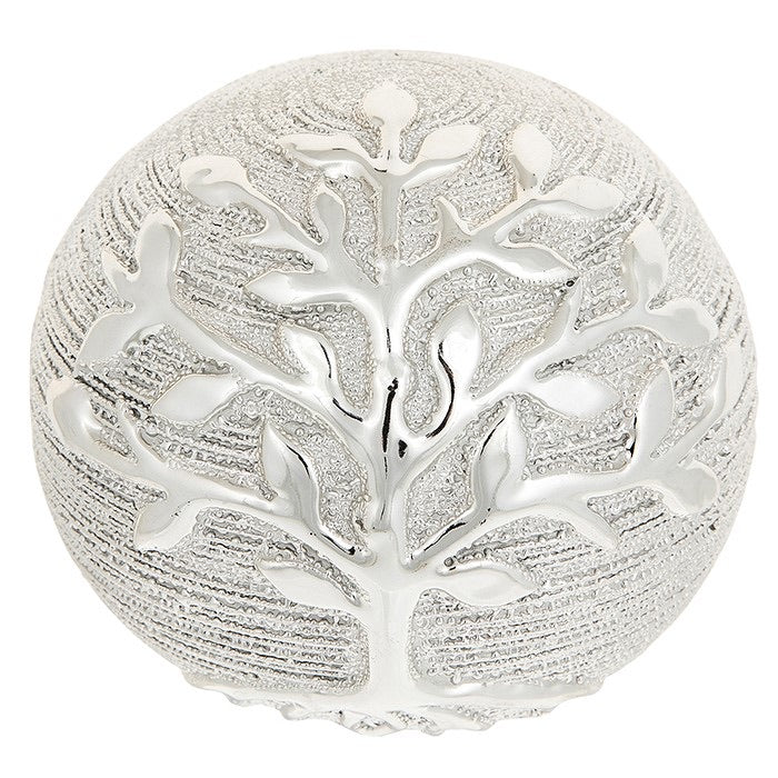 Tree of life silver ball ornament