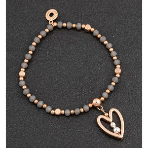 Beadz Two Tone Heart Ball Bracelet