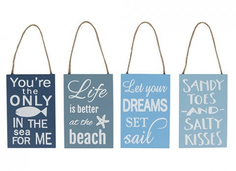 Coastal theme hanging signs