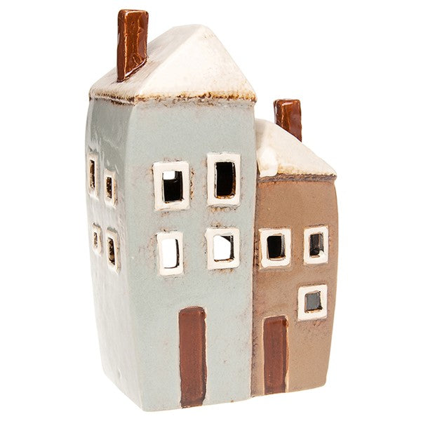 Village Pottery 2 Houses Tealight Holder