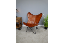 Load image into Gallery viewer, Leather Butterfly chair with iron base
