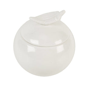 ROUND CERAMIC TRINKET BOX LEAF DESIGN