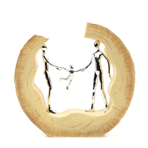 Family Figure in Bark Ornament