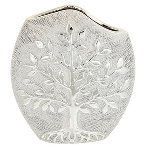Tree of life textured silver vase
