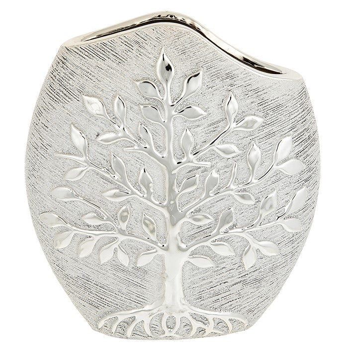 Tree of life textured silver vase